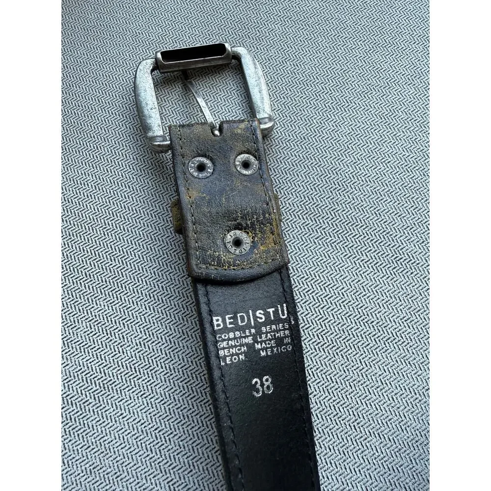Bed Stu Cobbler Series Leather Belt Size 38 Distressed